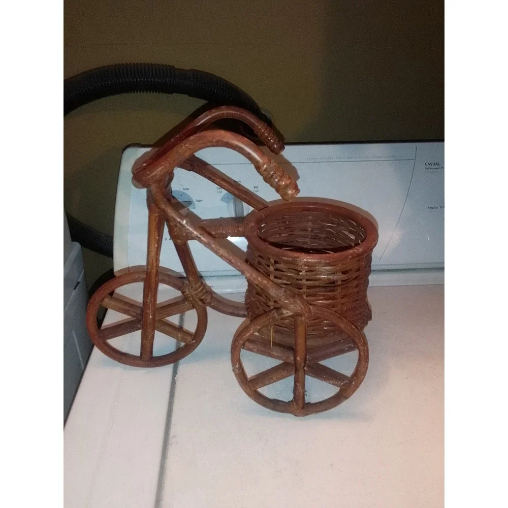 Boho VTG 1950's Bamboo Trycicle Flow Pot Holder 12